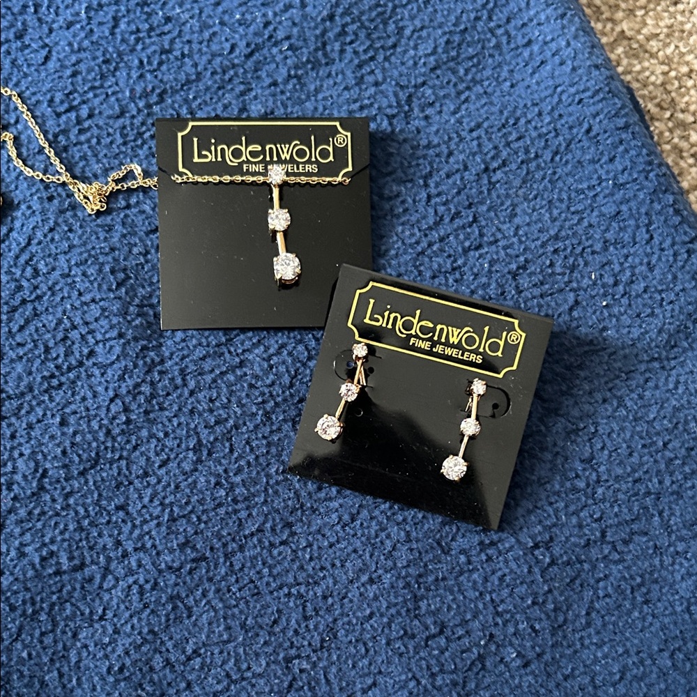 Linden Clip On Ear Rings with Necklace Set Costume Jewelry